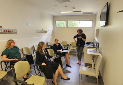 Repurposed lecture chairs from St Stephen’s Hospital being used for onsite training at Buderim Private Hospital.